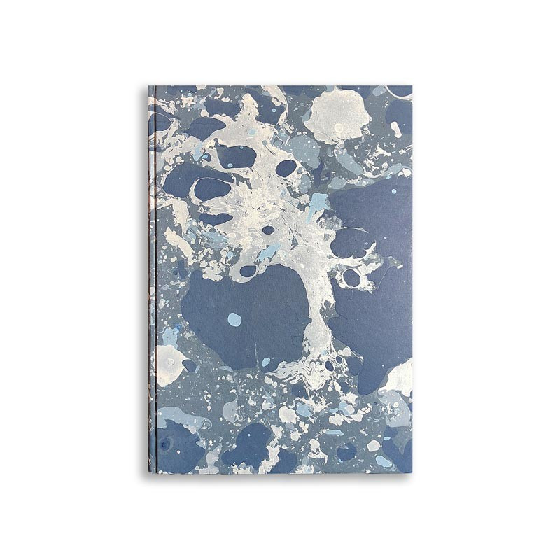 Marbled paper notebook grey, blue, white Susan - Conti Borbone - spine