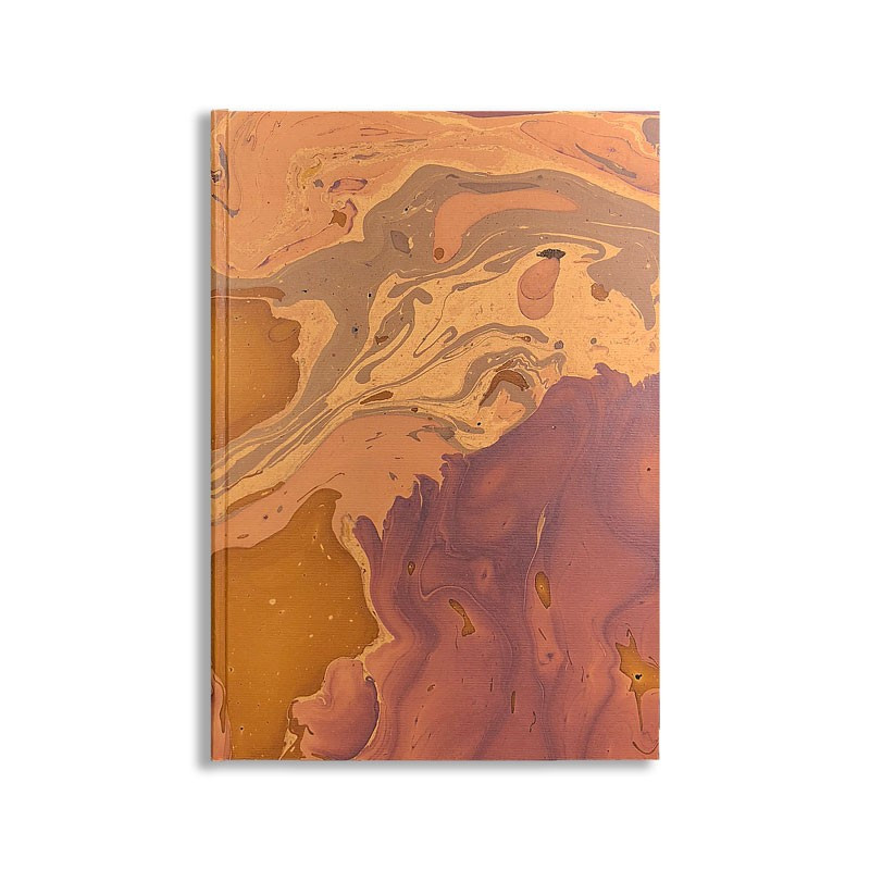 Quaderno in carta marmorizzata a mano marrone Bruno - Conti Borbone - fronte