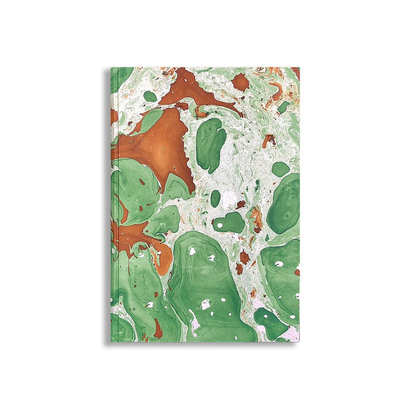 Quaderno in carta marmorizzata a mano marrone verde bianco Veronica - Conti Borbone - fronte