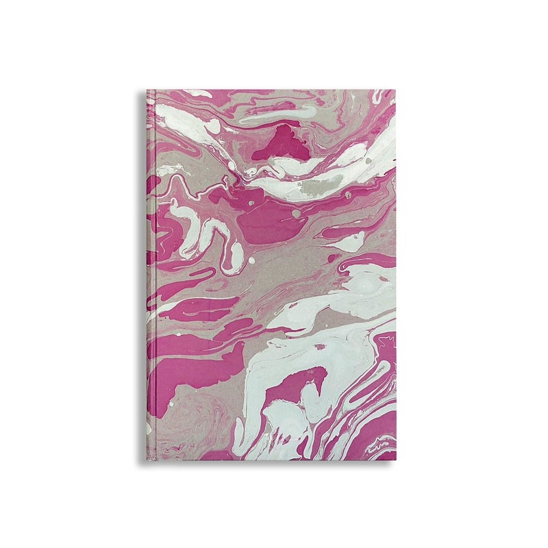 Quaderno in carta marmorizzata a mano viola grigio bianco Violetta - Conti Borbone - fronte