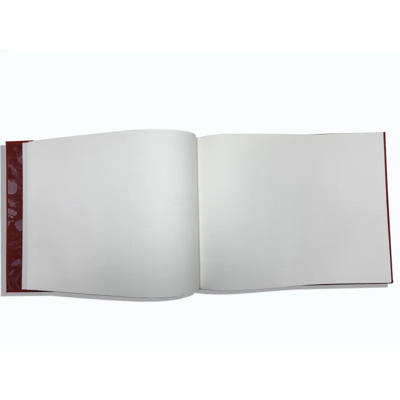 Luxury red saffiano leather guest book Sun - Conti Borbone - white papers