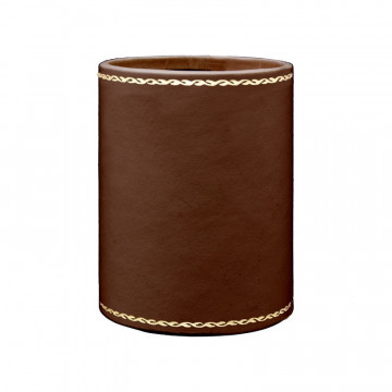 Cuoio leather pen holder - Conti Borbone - Pen holder in brown calf leather, gold print 90