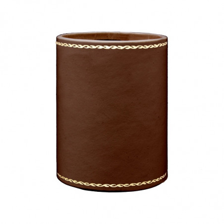 Stifthalter aus Leder Cuoio - Conti Borbone - Stifthalter aus braunem Kalbsleder, Golddruck 90