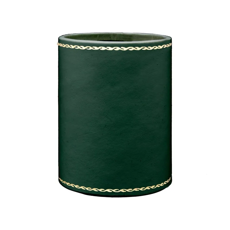 Portapenne in pelle Pino - Conti Borbone - porta penne in pelle di vitello verde stampa oro 90
