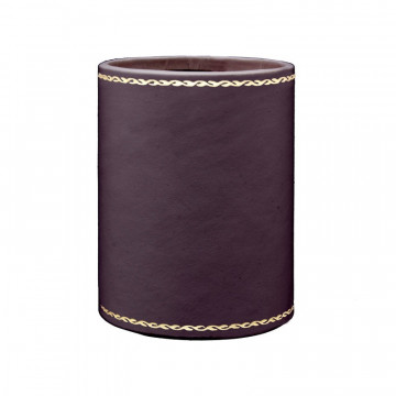 Portapenne in pelle Melanzana - Conti Borbone - porta penne in pelle di vitello viola decorazione oro 90