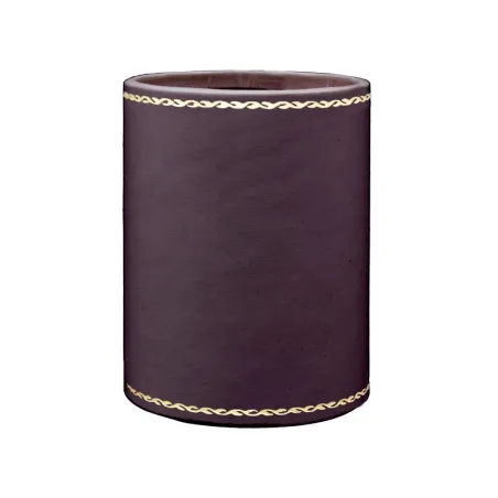 Portapenne in pelle Melanzana - Conti Borbone - porta penne in pelle di vitello viola decorazione oro 90