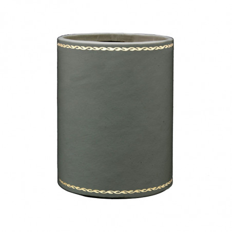 Graphite leather pen holder - Conti Borbone - Pen holder in grey calf leather decoration 90
