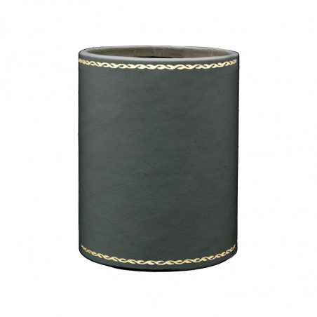 Anthracite leather pen holder - Conti Borbone - Pen holder in grey calf leather gold decoration 90