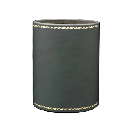 Anthracite leather pen holder - Conti Borbone - Pen holder in grey calf leather gold decoration 90