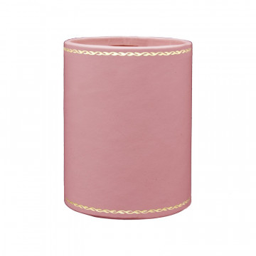 Baby pink leather pen holder - Conti Borbone - Pen holder in pink calf leather gold decoration 90