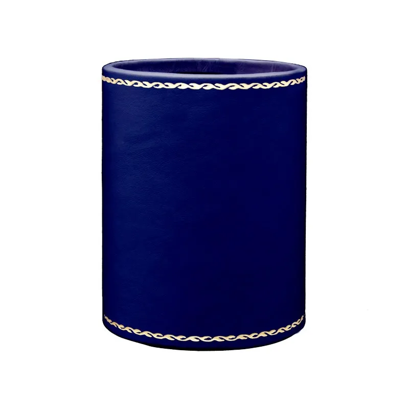 Portapenne in pelle Bluette - Conti Borbone - porta penne in pelle di vitello blu decorazione oro 90
