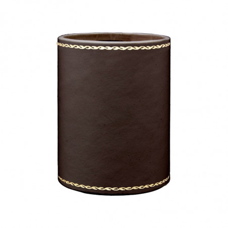 Portapenne in pelle Cioccolato - Conti Borbone - porta penne in pelle di vitello marrone decorazione in oro 90