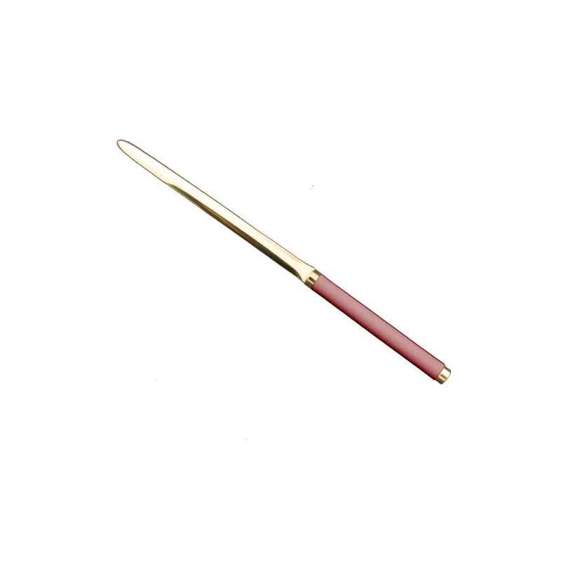 Tagliacarte in pelle Camelia - Conti Borbone - Tagliacarte in pelle di vitello rosa profilo