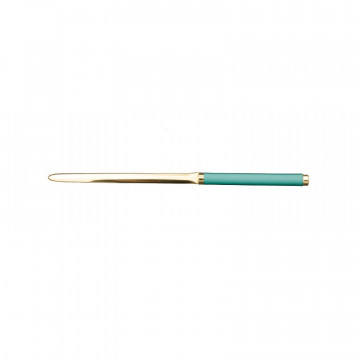 Couteau en cuir turquoise - Conti Borbone - Couteau à papier en cuir de veau bleu