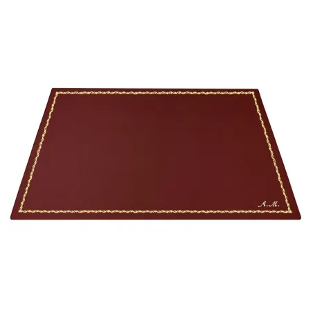 Alfombrilla de escritorio de piel rubí, piel de becerro burdeos - Conti Borbone - Alfombrilla personalizable - Frente - 90 decor