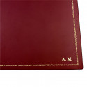 Ruby leather desk pad, burgundy calf leather - Conti Borbone - Customizable mat - Front - 106 decoration - block letters