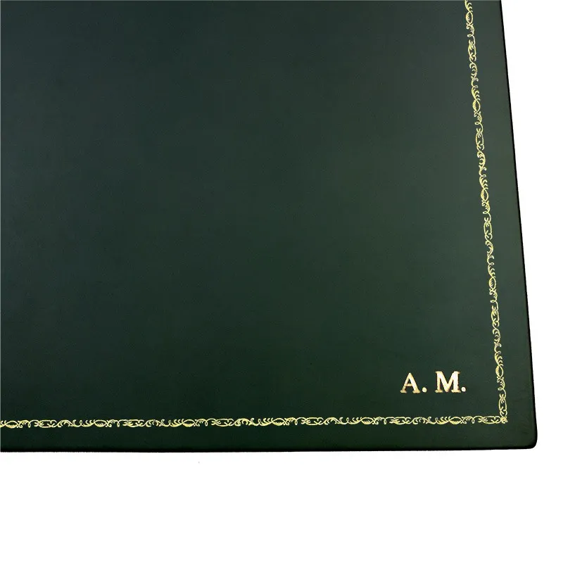 Pino leather desk pad, Green calf leather - Conti Borbone - Customizable mat - 106 decoration - block letters