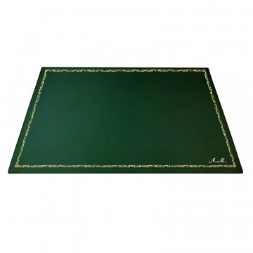 Sottomano pelle Pino, pelle di vitello verde - Conti Borbone - Tappetino personalizzabile - decorazione 106 - corsivo