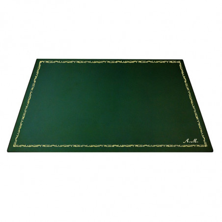 Sottomano pelle Pino, pelle di vitello verde - Conti Borbone - Tappetino personalizzabile - decorazione 106 - corsivo