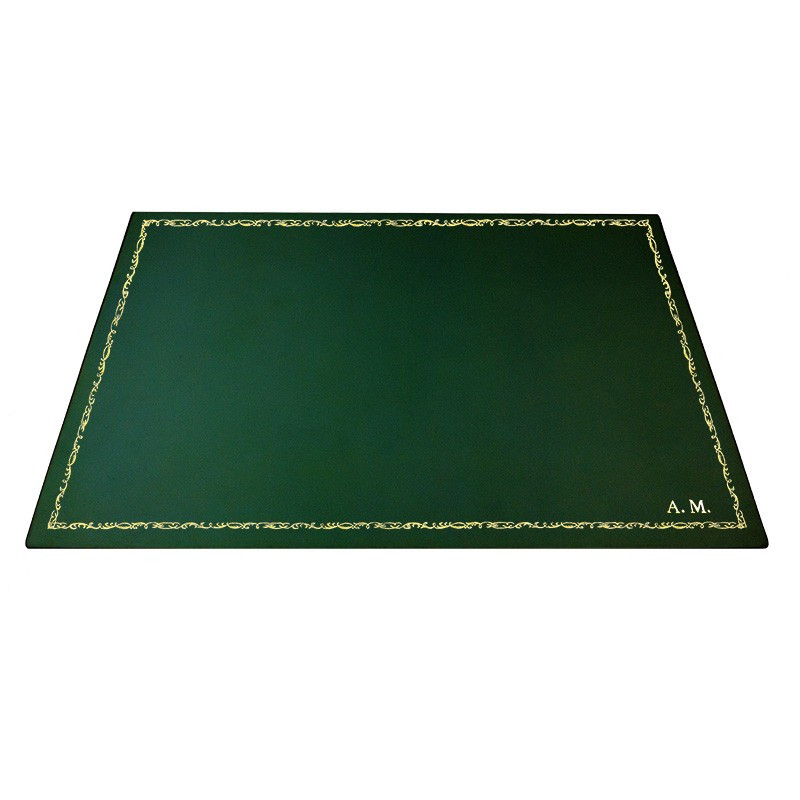Sottomano pelle Pino, pelle di vitello verde - Conti Borbone - Tappetino personalizzabile - decorazione 106 - stampatello
