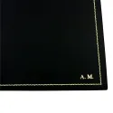 Sous-main en cuir foncé, cuir de veau noir - Conti Borbone - Tapis personnalisable - 90 décorations - lettres capitales