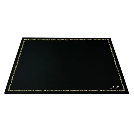 Sottomano pelle Dark, pelle di vitello nero - Conti Borbone - Tappetino personalizzabile - decorazione 106 - corsivo