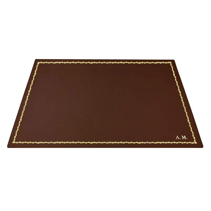 Sous-main en cuir Cuoio, cuir de veau marron - Conti Borbone - Tapis personnalisable - 90 décorations - lettres capitales