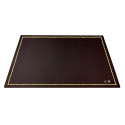 Chocolate leather desk pad, brown calf leather - Conti Borbone - Customizable mat - 90 decoration - block letters