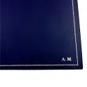 Blaue Leder-Schreibtischunterlage, blaues Kalbsleder - Conti Borbone - Personalisierbare Unterlage - 90 Dekorationen - Blockbuch