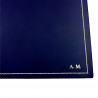 Bluette leather desk pad, blue calf leather - Conti Borbone - Customizable mat - 90 decoration - block letters