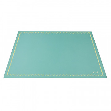 Alfombrilla de escritorio de piel turquesa, piel de becerro azul - Conti Borbone - Alfombrilla personalizable - 90 decoración - 