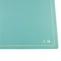 Türkisfarbene Leder-Schreibtischunterlage, blaues Kalbsleder - Conti Borbone - Personalisierbare Unterlage - 133 Dekoration - Bl