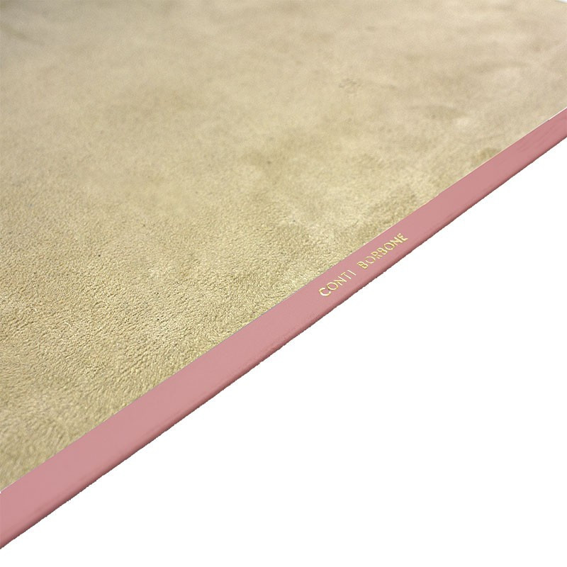 Camelia leather desk pad, pink calf leather - Conti Borbone - Customizable mat - 150 decoration - brand