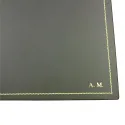 Sous-main en cuir graphite, cuir de veau gris - Conti Borbone - Tapis personnalisable - 90 décorations - lettres capitales