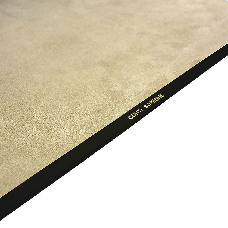 Anthracite leather desk pad, gray calf leather - Conti Borbone - Customizable mat - Brand