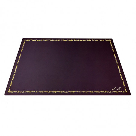 Auberginefarbene Leder-Schreibtischunterlage, violettes Kalbsleder - Conti Borbone - Personalisierbare Unterlage - 150 Dekoratio