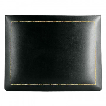 Cofanetto pelle dark in pelle di vitello liscio nero - Conti Borbone - decorazione in oro alto