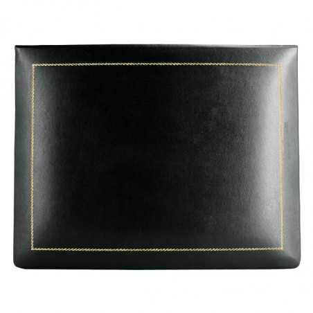 Dark leather box -  smooth black calfskin - Conti Borbone - flocked interior - gold decoration - high