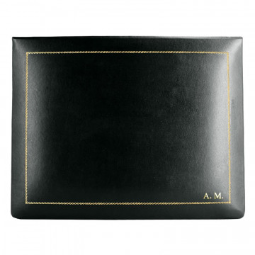 Cofanetto pelle dark in pelle di vitello liscio nero - Conti Borbone - decorazione in oro - stampatello - alto