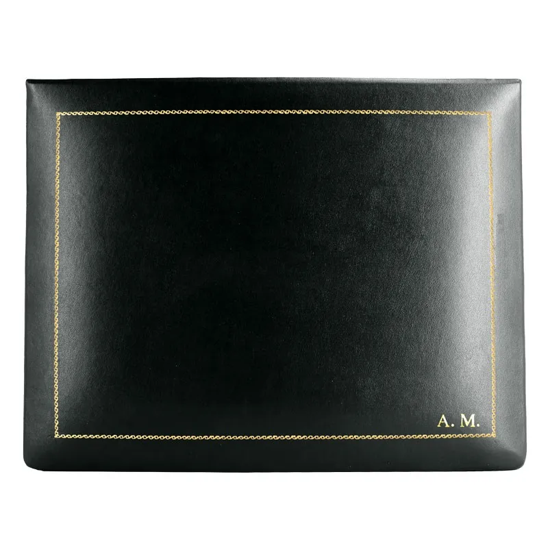 Cofanetto pelle dark in pelle di vitello liscio nero - Conti Borbone - decorazione in oro - stampatello - alto