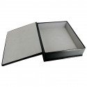 Dark leather box -  smooth black calfskin - Conti Borbone - flocked interior