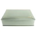 Aqua leather box -  smooth blue calfskin - Conti Borbone - flocked interior - gold decoration - block letters - side