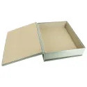 Aqua leather box -  smooth blue calfskin - Conti Borbone - flocked interior