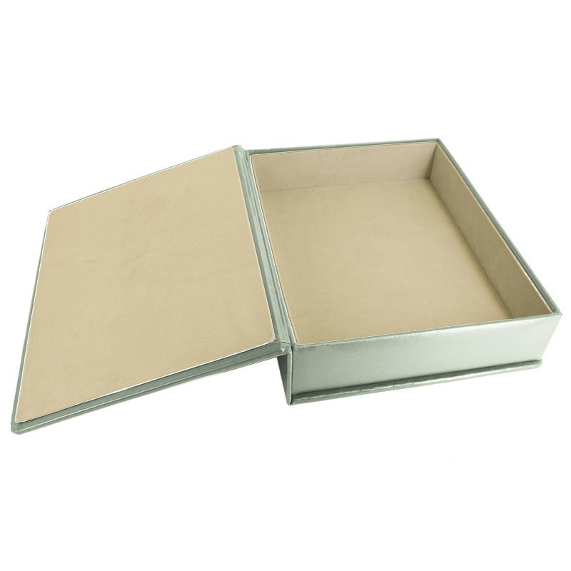 Aqua leather box -  smooth blue calfskin - Conti Borbone - flocked interior