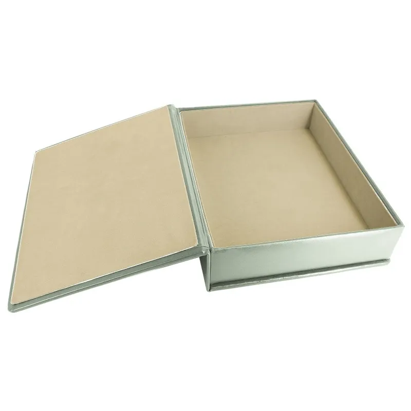 Aqua leather box -  smooth blue calfskin - Conti Borbone - flocked interior