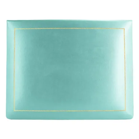 Boîte en cuir turquoise - cuir de veau lisse bleu - Conti Borbone - intérieur floqué - décor doré - haut
