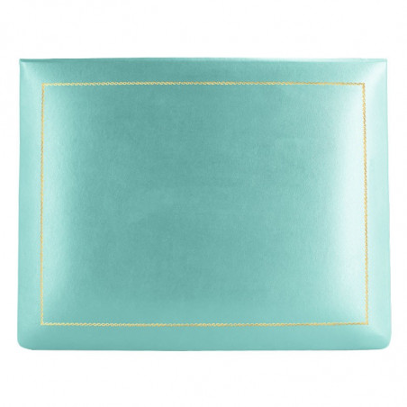 Turquoise leather box -  smooth blue calfskin - Conti Borbone - flocked interior - gold decoration - high