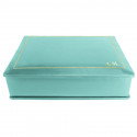 Turquoise leather box -  smooth blue calfskin - Conti Borbone - flocked interior - gold decoration - block letters - side