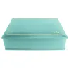 Cofanetto pelle Turchese in pelle di vitello liscio azzurro - Conti Borbone - decorazione in oro - stampatello - lato
