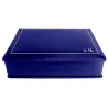 Cofanetto pelle Bluette in pelle di vitello liscio blue - Conti Borbone - decorazione in oro - stampatello - lato